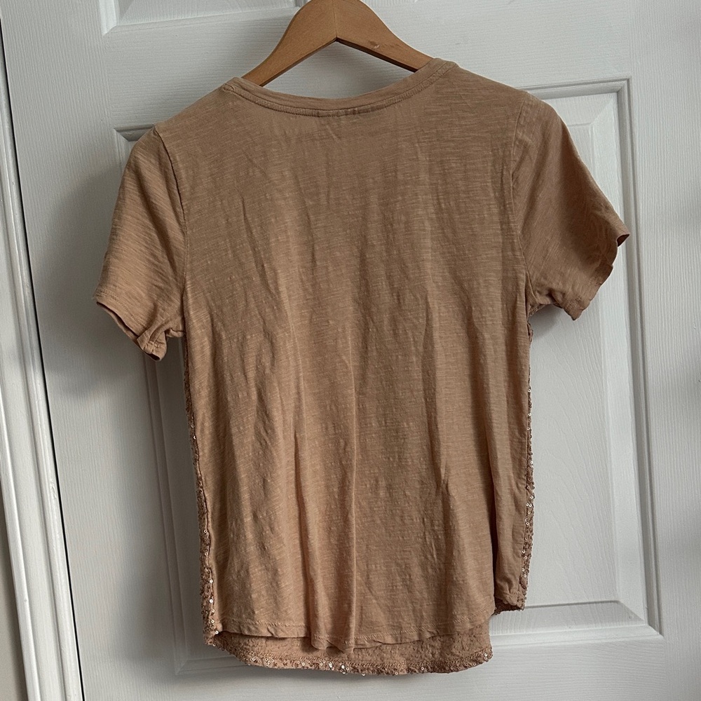 LOFT Beige Sequin Embellished Blouse - Picture 7 of 7
